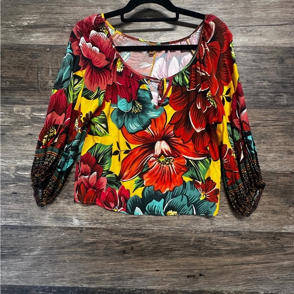 FARM Rio Red and Yellow Ruffled Floral Blouse - Picture 1 of 9